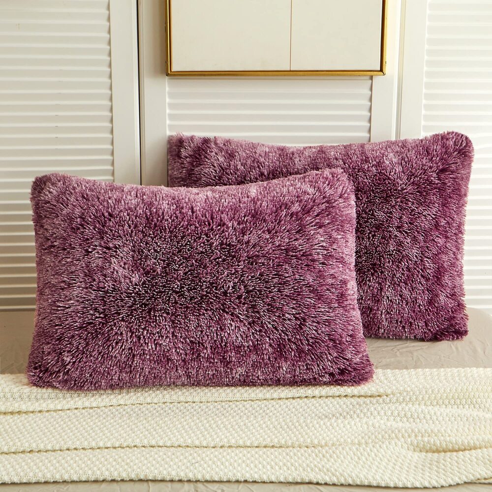 7830 2 Pack Faux Fur Decorative Pillow Shams,Shaggy Plush Home Decorative